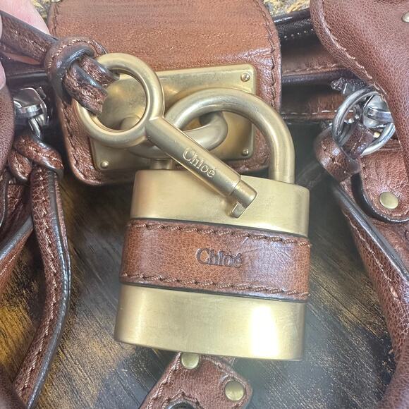 Vintage Chloe Paddington Leather & Tweed Satchel Bag Large Authentic - Picture 7 of 16